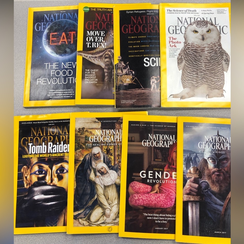 Lot of 8 National Geographic Magazines 2014-2016-2017